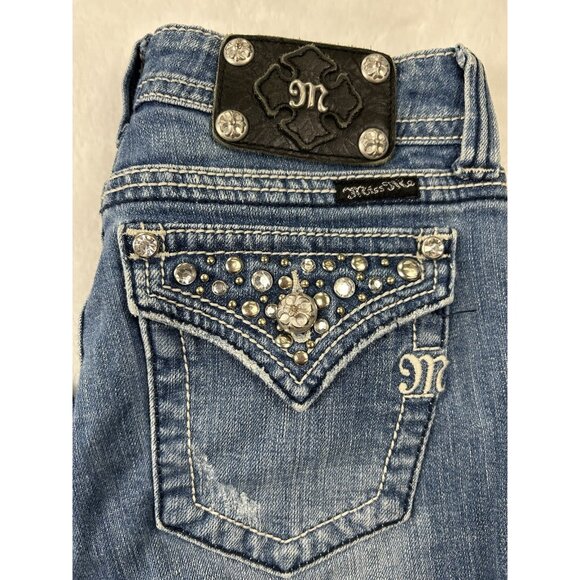 Miss Me Standard Skinny Jeans Woman's Sz 26 Embellished Pockets Blue Denim JW514 - Picture 9 of 12